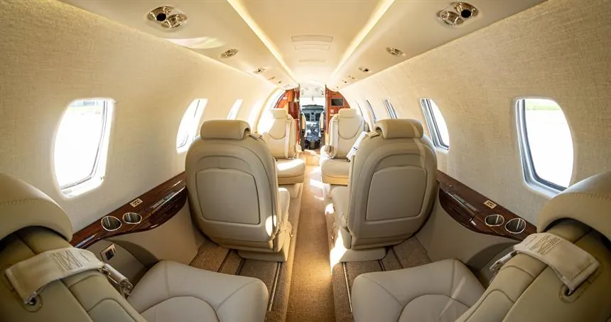Cabine d'un jet d'affaires Cessna Citation